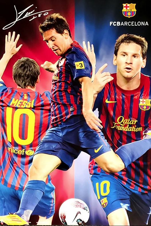 Messi Barcelona collage tripple action