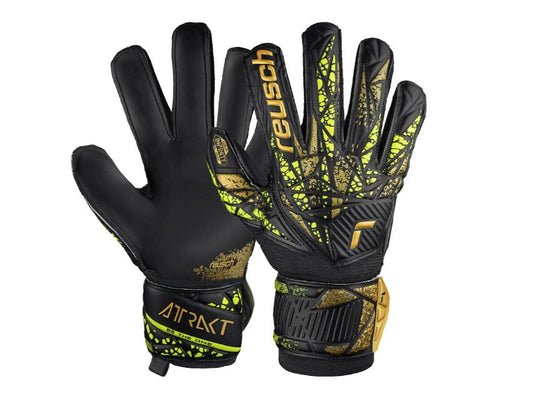Reusch Attrakt Infinity Finger Support Goalkeeper Gloves Black Gold