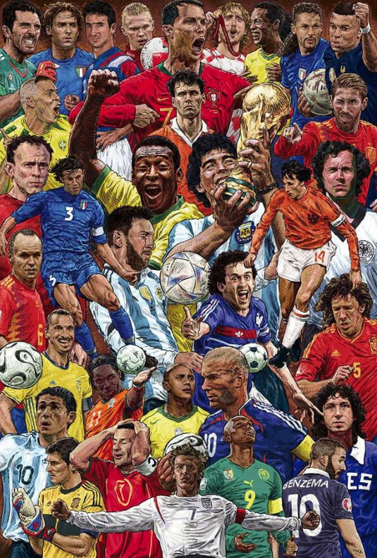 Soccer "Legends of The Pitch" 33 All-Time Football Superstars Art Collage Poster