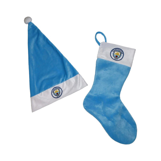 Manchester City Santa Hat & Christmas Stocking Set