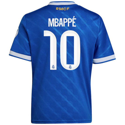 Mbappe #10 Youth Real Madrid Third Jersey 2025/26 Blue