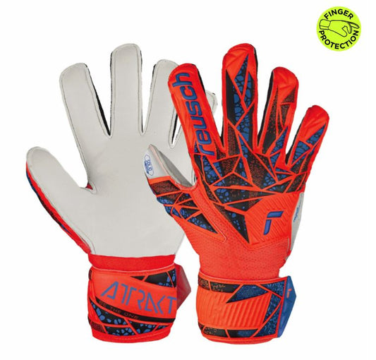 Reusch Attrakt Solid Finger Support Junior Goalkeeper Glove Orange Blue