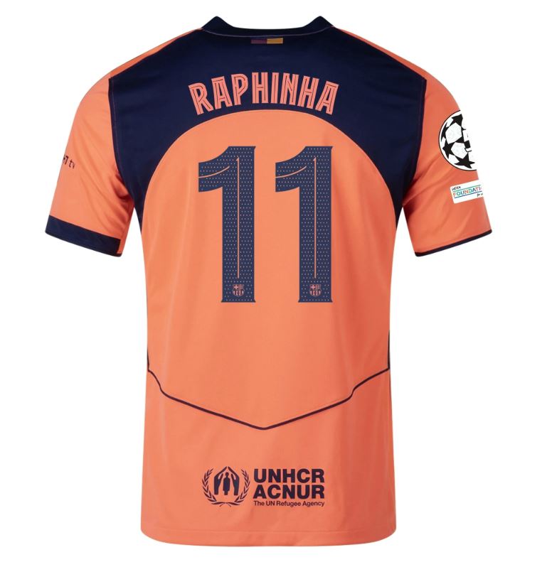 Men's Raphinha #11 UCL badges FC Barcelona Third Jersey 2025/26 Stadium (Copy)