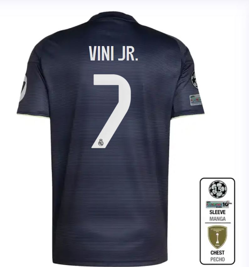 UCL Men's Real Madrid Away Jersey 2025/26 Vini #7 2025/26
