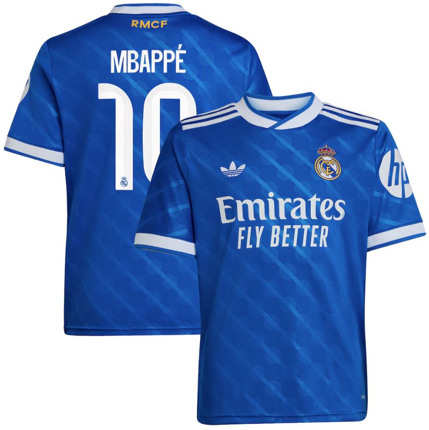 Mbappe #10 Youth Real Madrid Third Jersey 2025/26 Blue