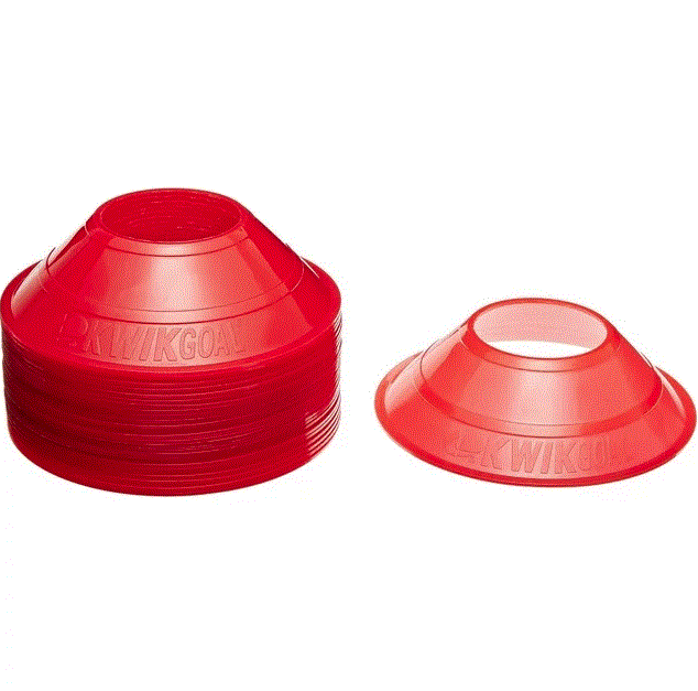 KwikGoal Pack of 25 Mini Disc Cones Red