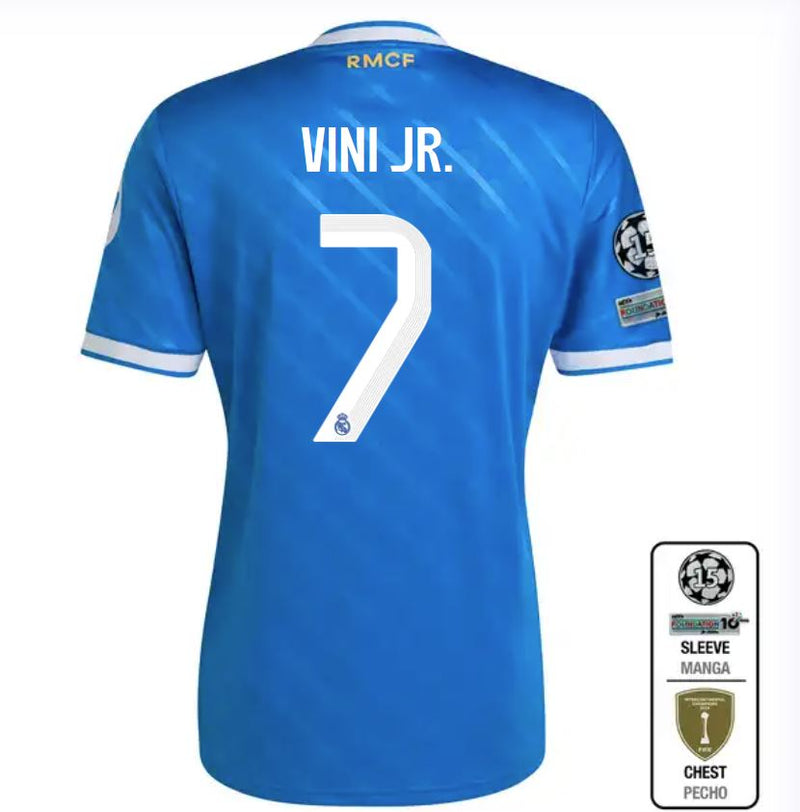 Load image into Gallery viewer, UCL Men's Real Madrid Third Jersey 2025/26 Vini #7 2025/26 Blue
