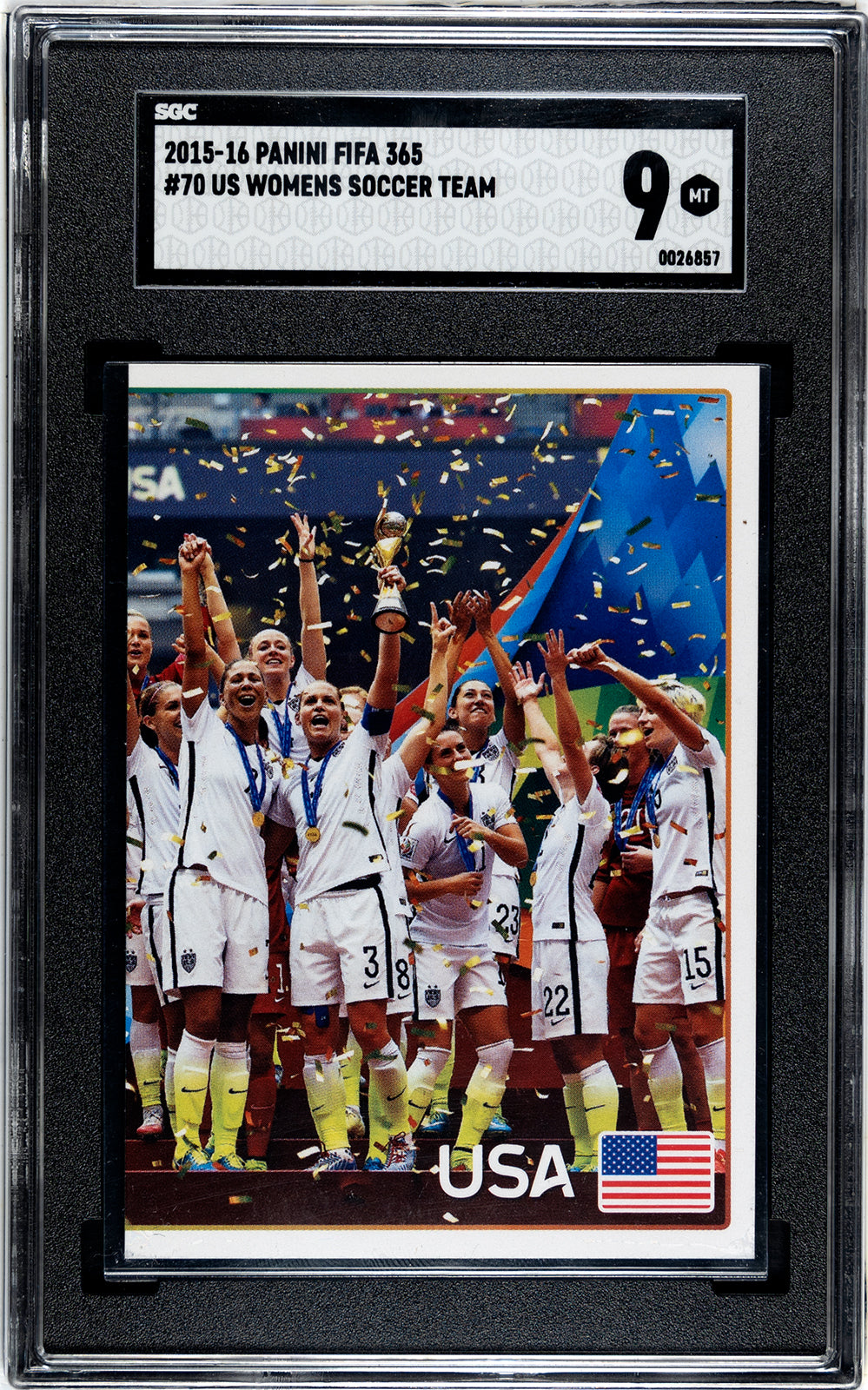 2015-16 Panini Fifa 365 USA Womens Soccer Team World Cup Champions Graded Sticker Set of 2