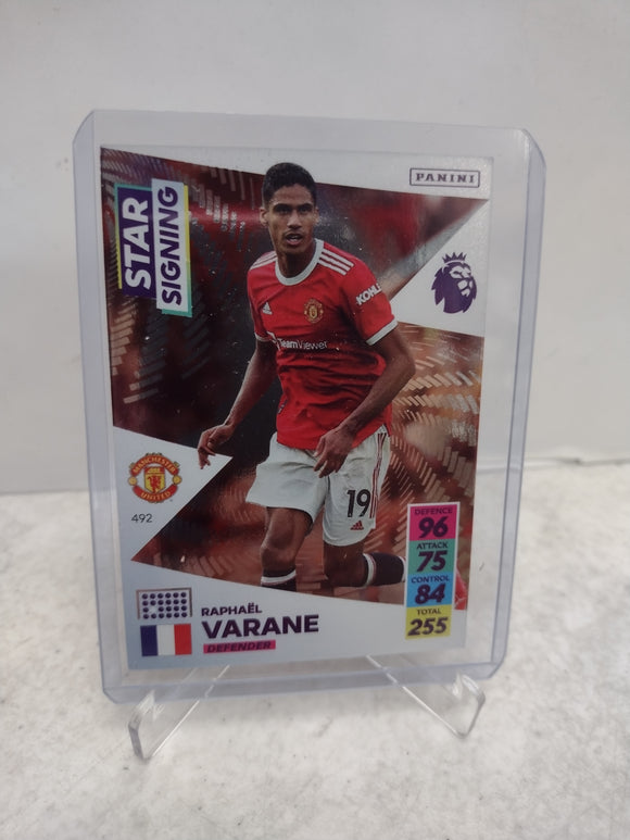 Raphael Varane Manchester United Star Signing Panini 21/22 Premier League Single Card with Protective Case
