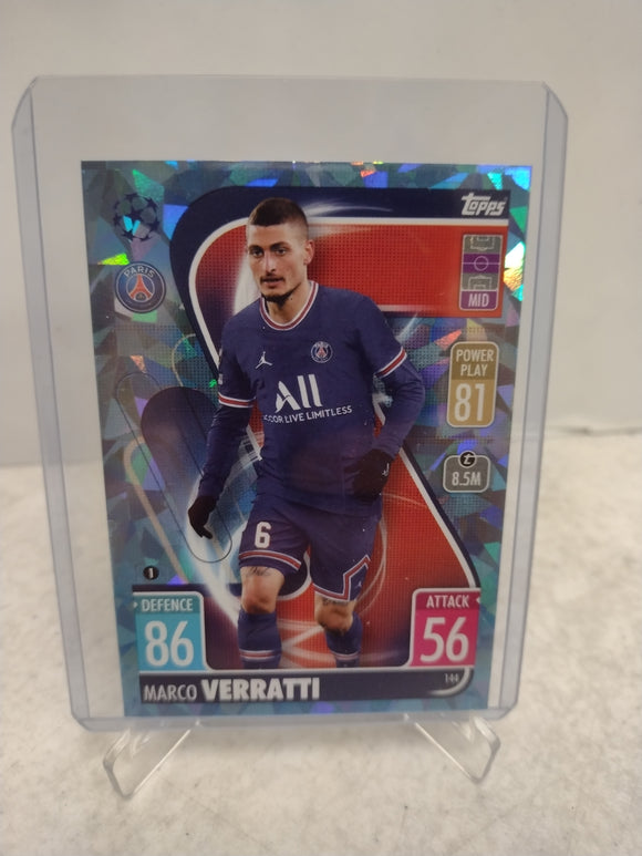 Marco Verratti Paris St Germain Topps Champions League 21/22 Crystal Single Card with Protective Case
