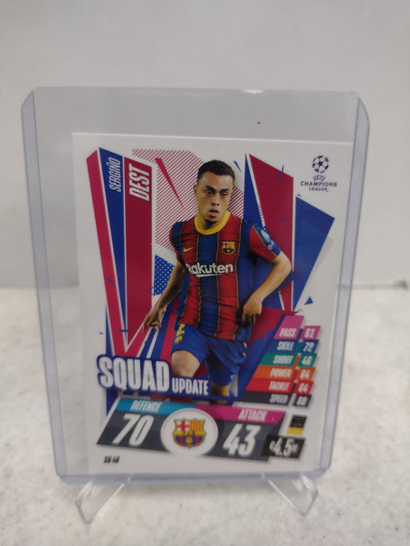 Sergino Dest FC Barcelona Topps Champions League 20/21 Single Card with Protective Case