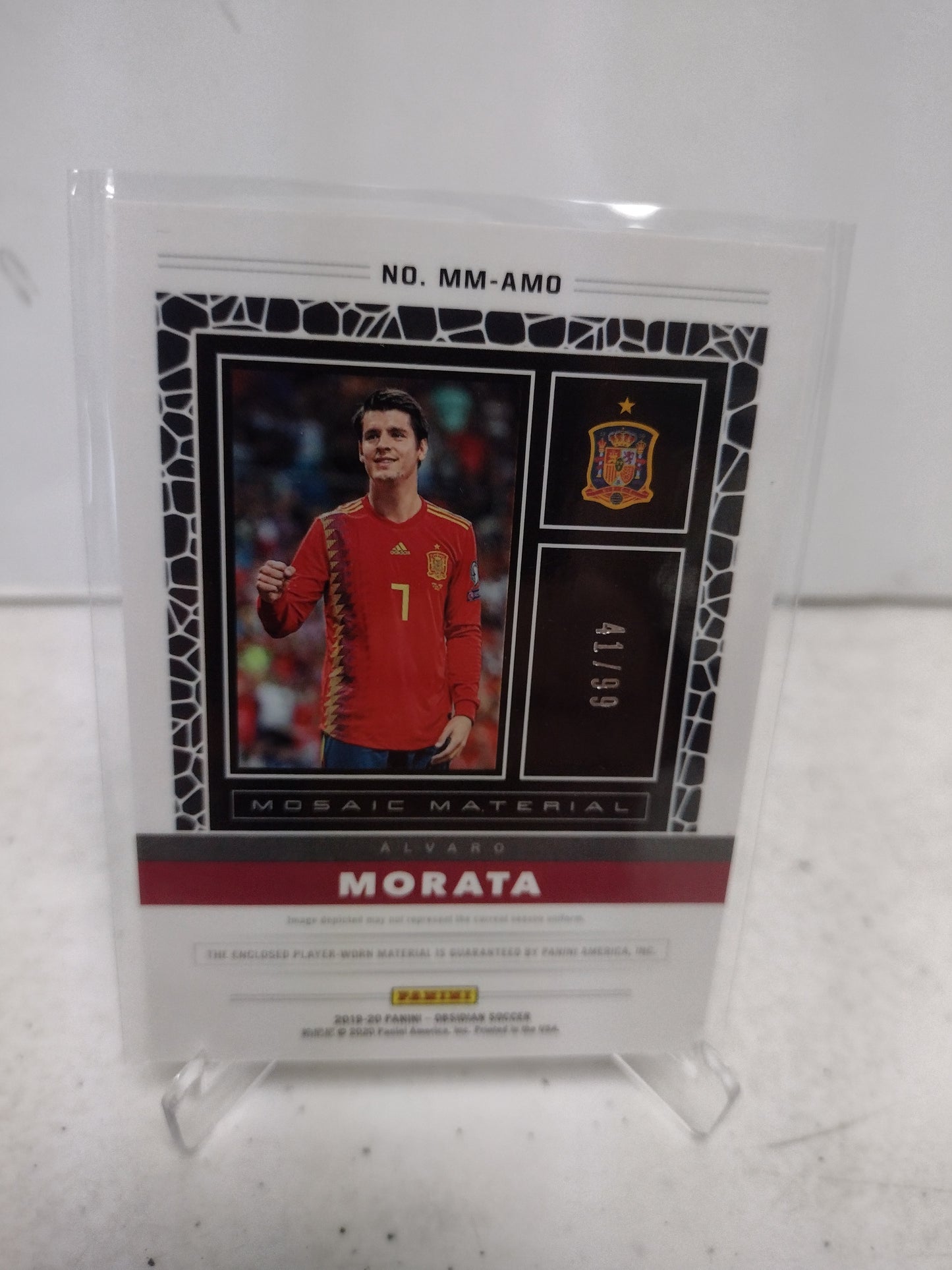 Alvaro Morata Spain Panini 2019/2020 Obsidian Soccer Player Worn numbered 41/99