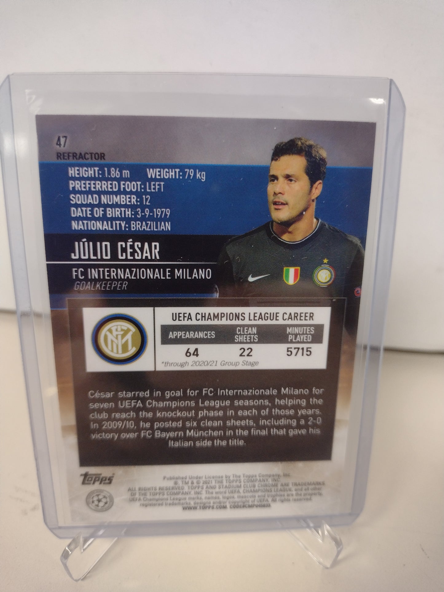 Julio Cesar Inter Milan 2020-21 Topps Stadium Club Chrome UEFA Champions League