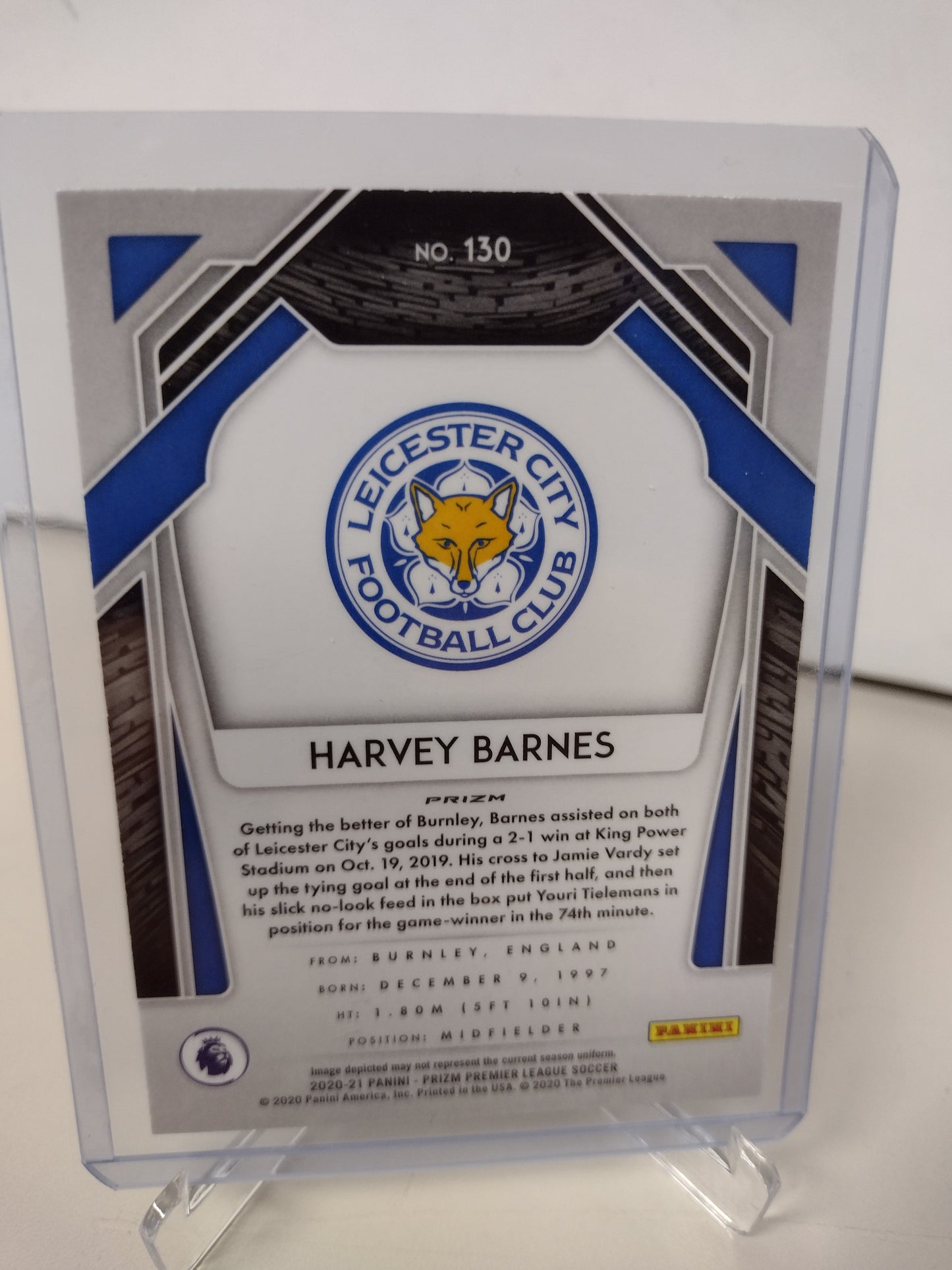 Harvey Barnes Leicester City Panini Prizm Blue Pulsar Premier League 2020-21