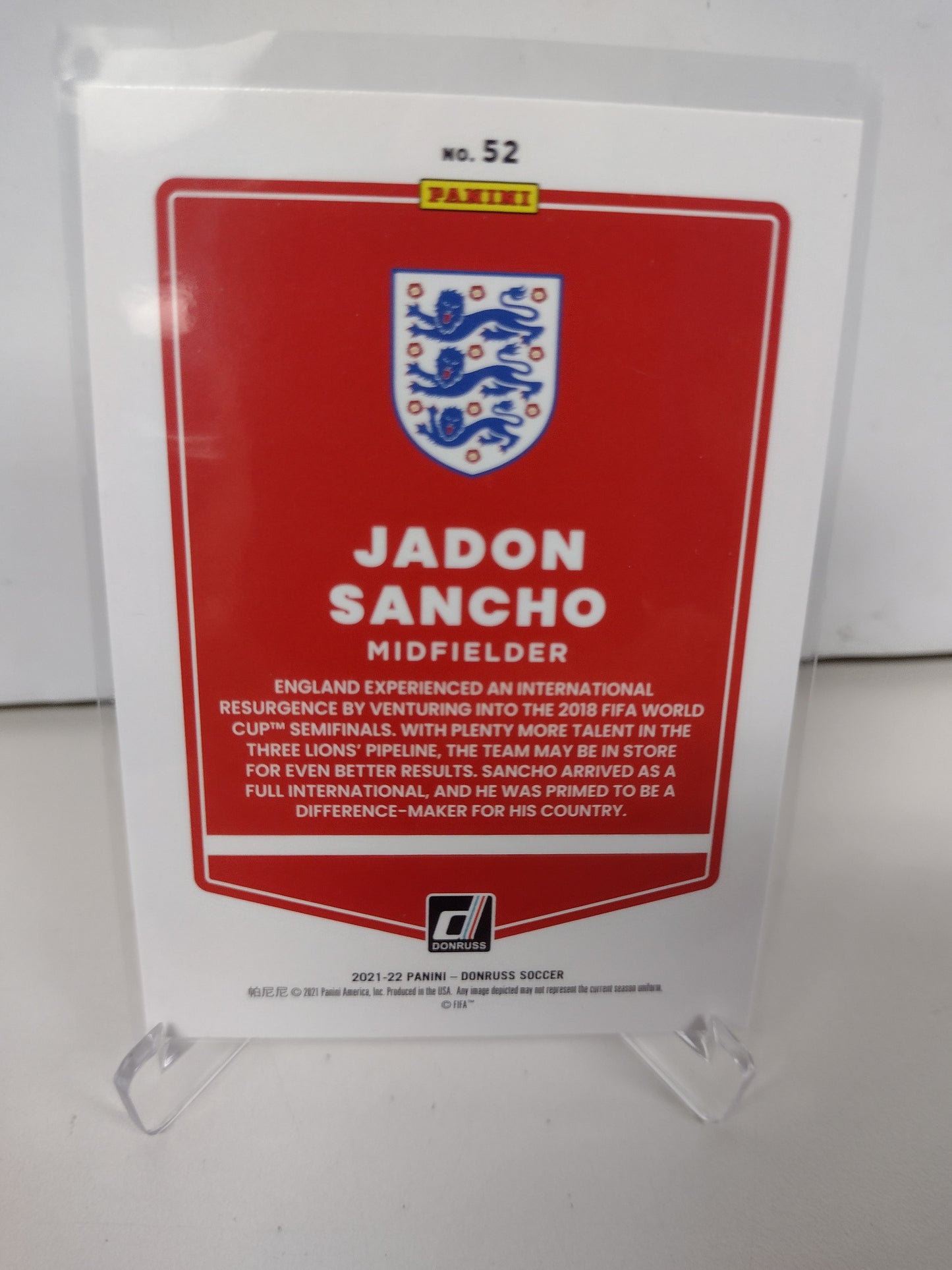 Jadon Sancho England 2021-22 Donruss FIFA ROAD TO QATAR