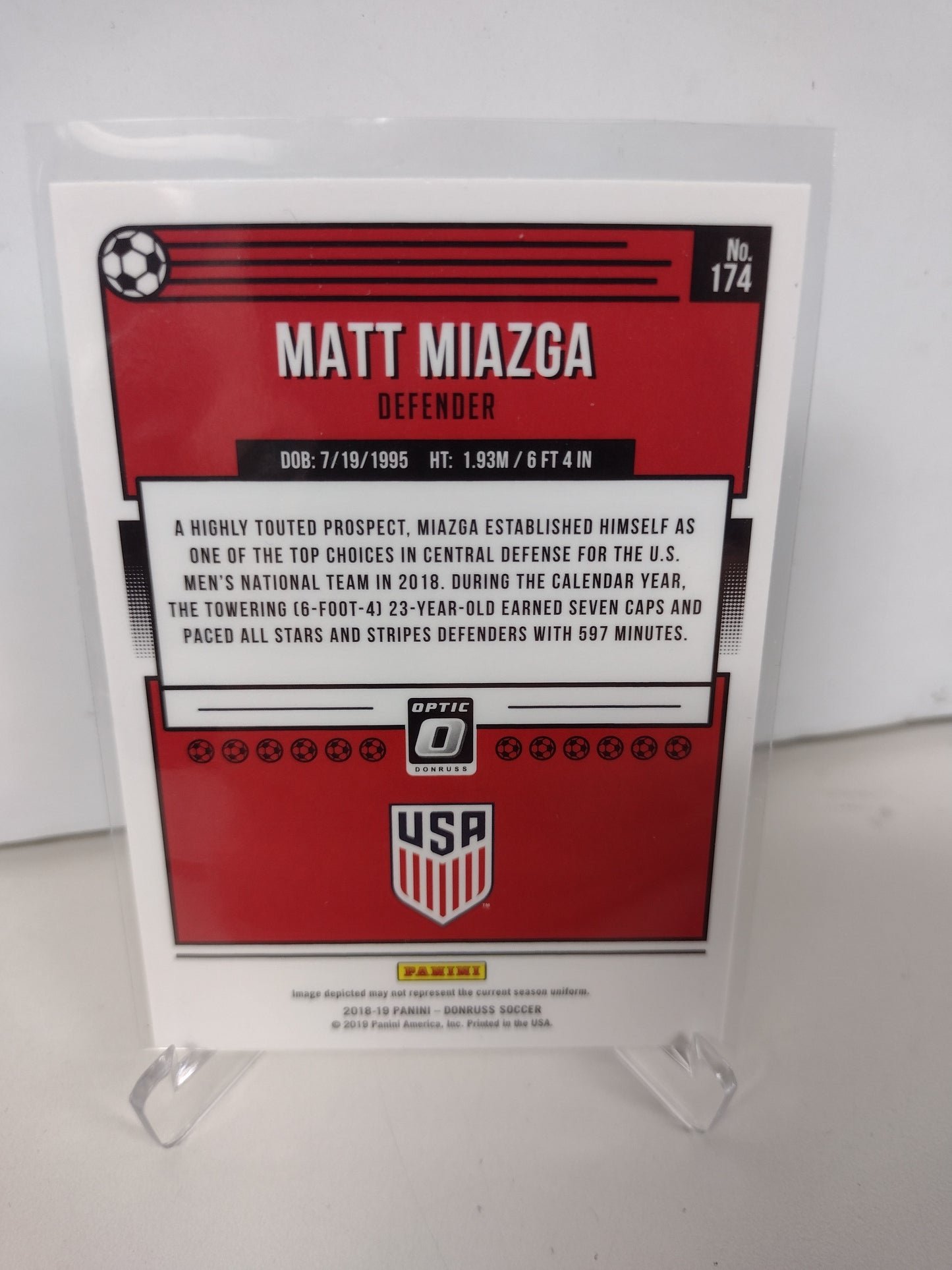Matt Miazga USA 2018-19  Donruss Optic FIFA
