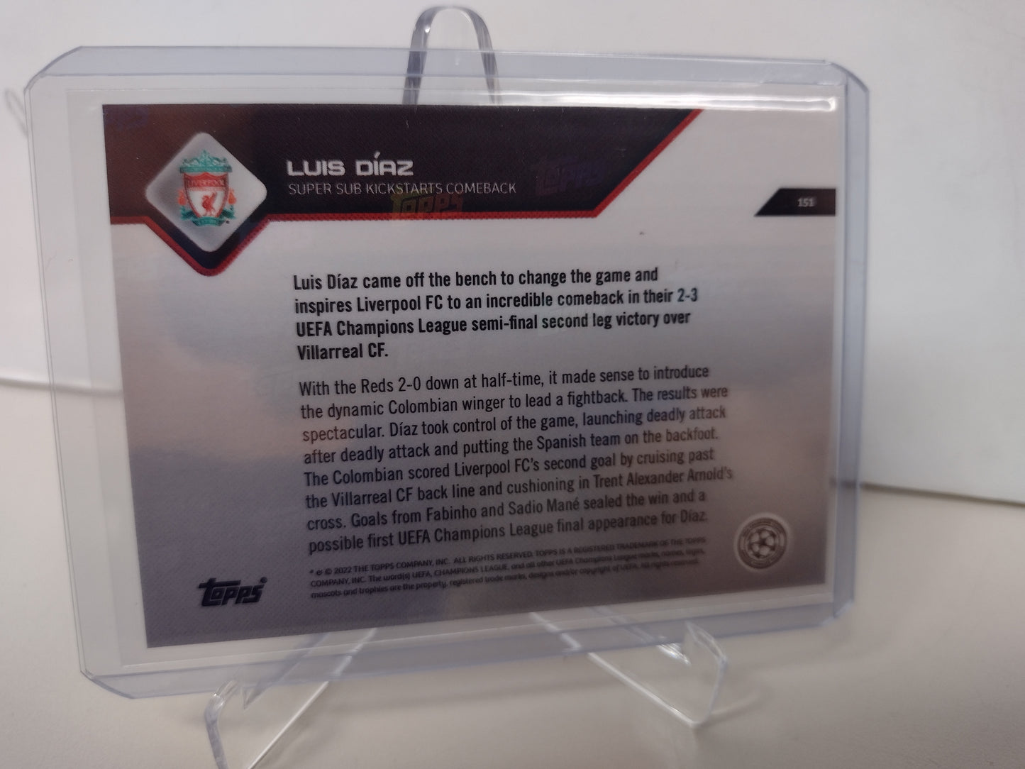 Luis Diaz Liverpool Topps Now #151 Champions League Super Sub
