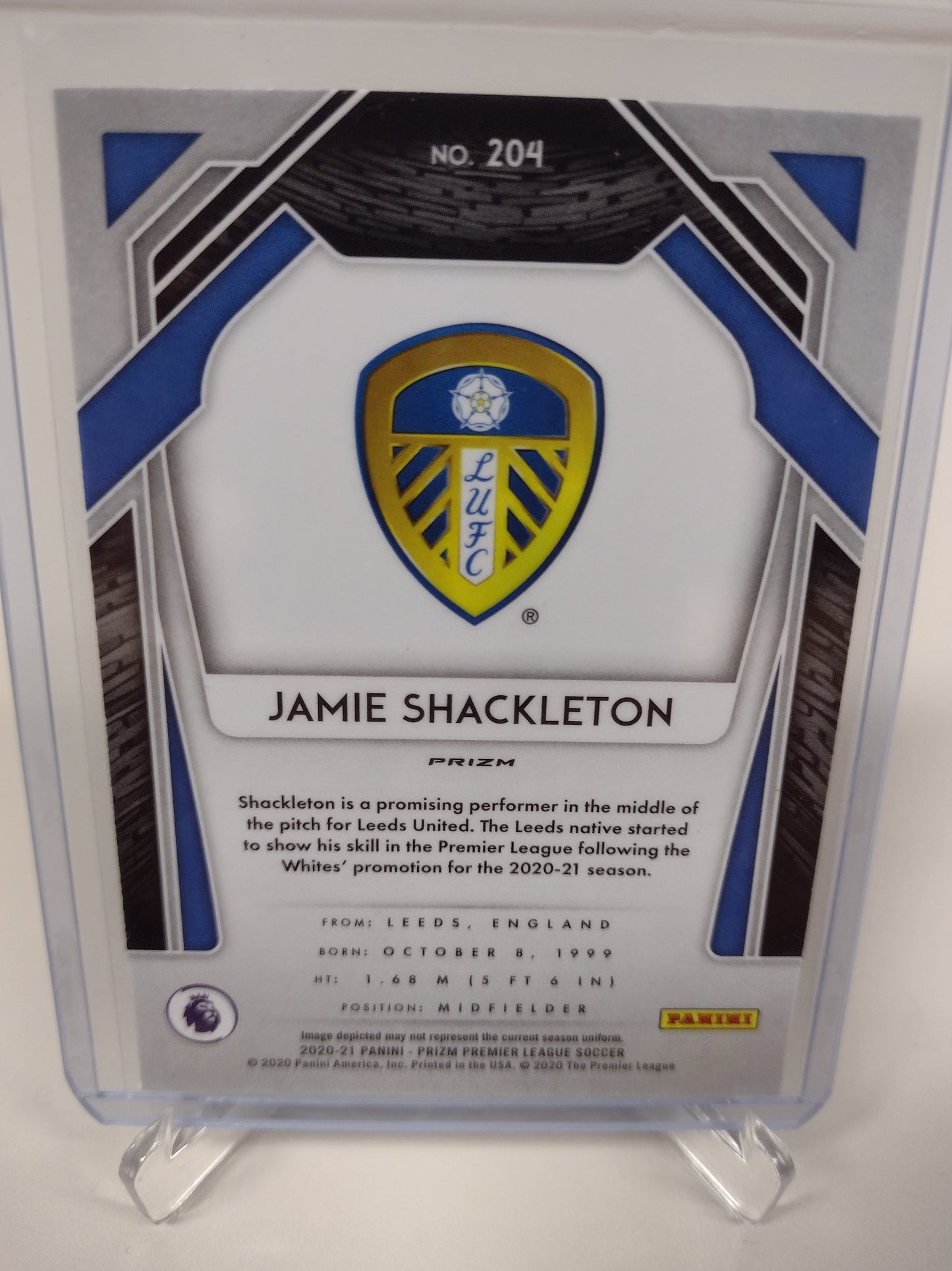 Jamie Shackleton Leeds Rookie Panini Prizm Silver Premier League 2020-21 Card #204