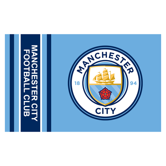 Manchester City Wordmark Stripe Flag