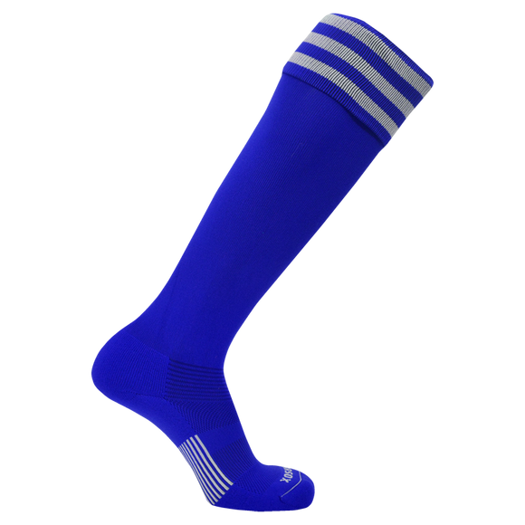 PearSox Euro 2.0 Soccer Socks 3 Stripe Royal Blue White