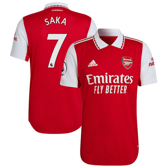 adidas Bukayo Saka Arsenal adidas 2022/23 Home Player Jersey - Red
