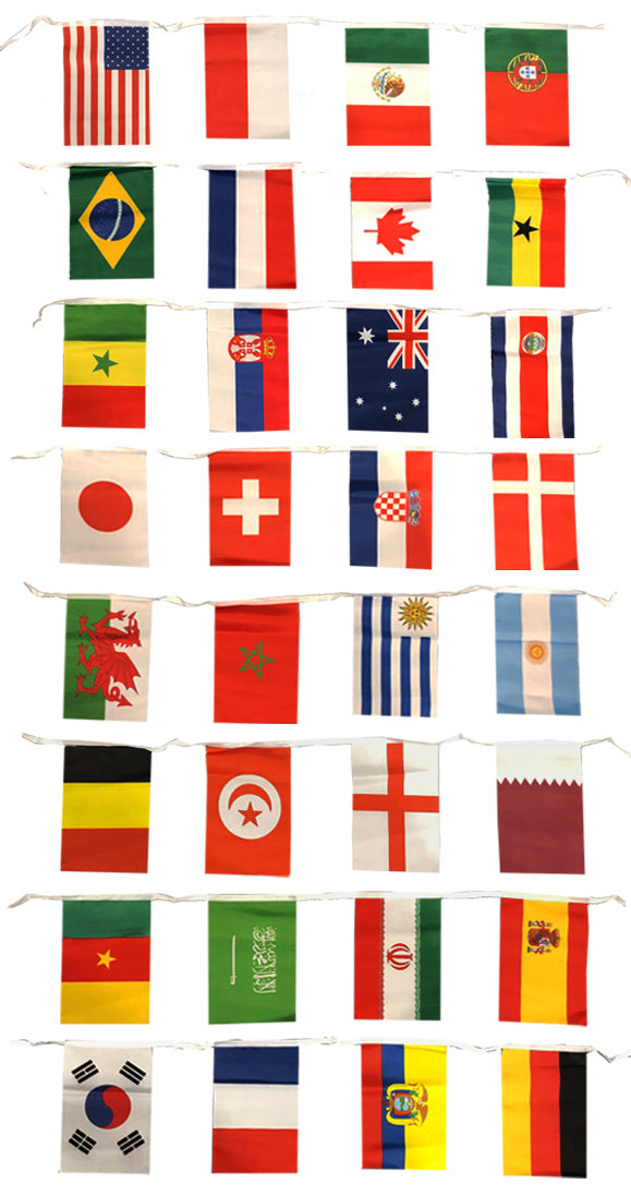 2022 World Cup String Flag Bunting  – Small Flag of all 32 Countries